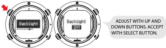 SUUNTO D6 - Setting the backlight - 1