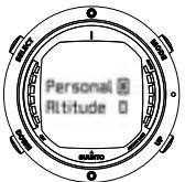 SUUNTO D6 - Setting the personal/altitude adjustments - 2