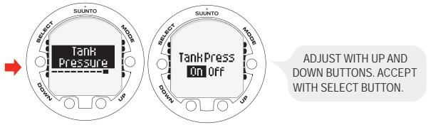 SUUNTO HELO 2 - Setting the tank pressure - 1