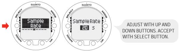SUUNTO HELO 2 - Setting the sample rate - 1