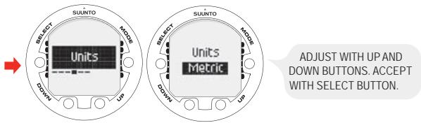 SUUNTO HELO 2 - Setting the units - 1