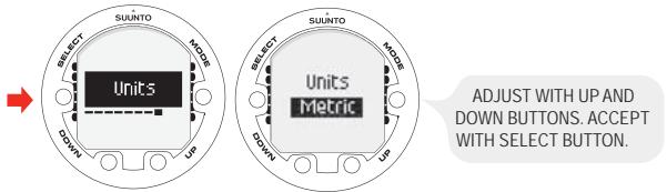 SUUNTO HELO 2 - Setting the units - 1