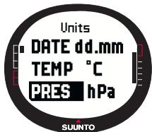 SUUNTO M9 - Setting the air pressure unit - 3