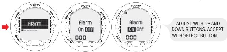 SUUNTO VYPER 2 - Setting the alarm - 1