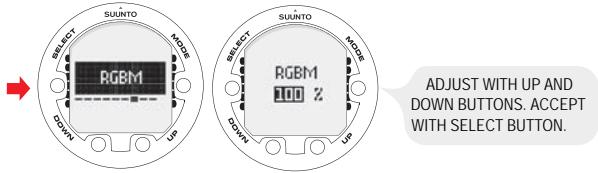 SUUNTO VYPER 2 - Setting the RGBM values - 1