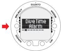 SUUNTO VYPER 2 - Setting the dive-time alarm - 1