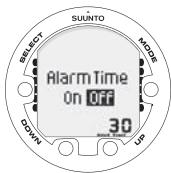 SUUNTO VYPER 2 - Setting the dive-time alarm - 2