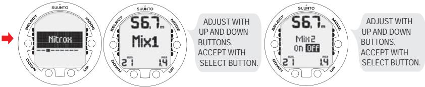 SUUNTO VYPER 2 - Setting the nitrox values - 1