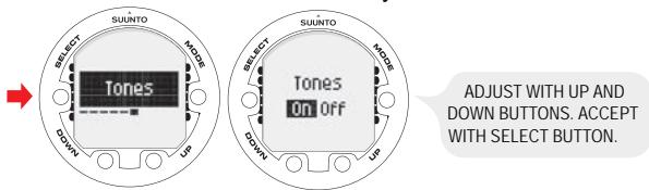 SUUNTO VYPER 2 - Setting the tones - 1