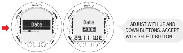SUUNTO VYPER 2 - Setting the date - 1