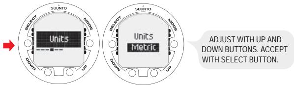 SUUNTO VYPER 2 - Setting the units - 1