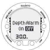 SUUNTO VYPER 2 - Setting the depth alarm - 2