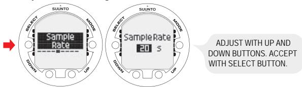 SUUNTO VYPER 2 - Setting the sample rate - 1