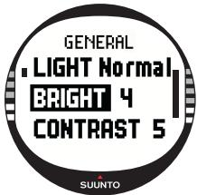 SUUNTO X10 - Setting the brightness - 1