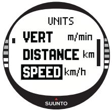 SUUNTO X10 - Setting the speed unit - 1