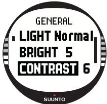 SUUNTO X10 - Setting the contrast - 1