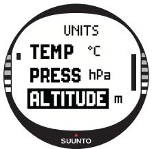 SUUNTO X10 - Setting the altitude unit - 3