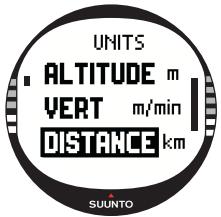 SUUNTO X10 - Setting the distance unit - 1