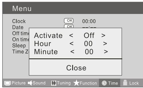 HAIER LED40T3 - On time (heure d'activation) - 1
