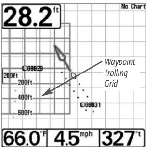 HUMMINBIRD 383C - Add a Waypoint Target or Trolling Grid - 1