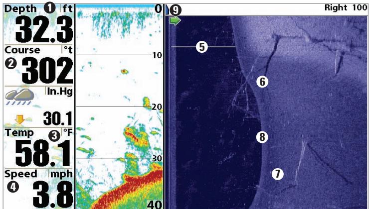 HUMMINBIRD 997C SI COMBO - Side/Sonar Combo View - 1