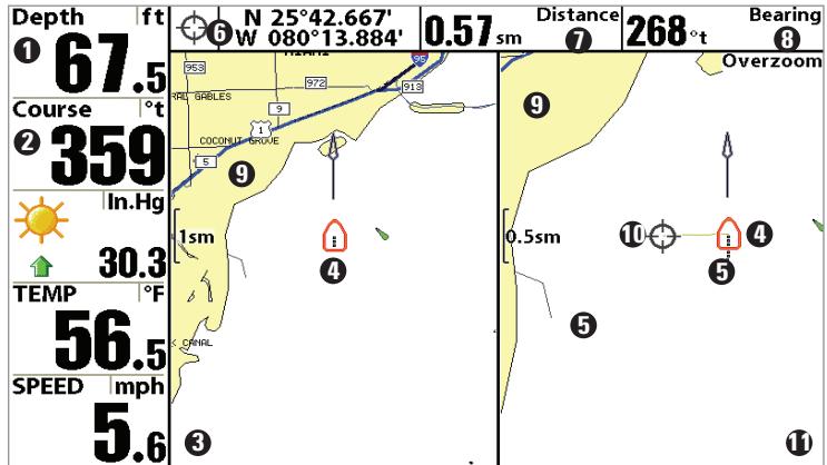 HUMMINBIRD 997C SI COMBO - Chart/Chart Combo View - 1