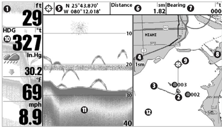 HUMMINBIRD 931C DF - CHART/SONAR COMBO VIEW - 1