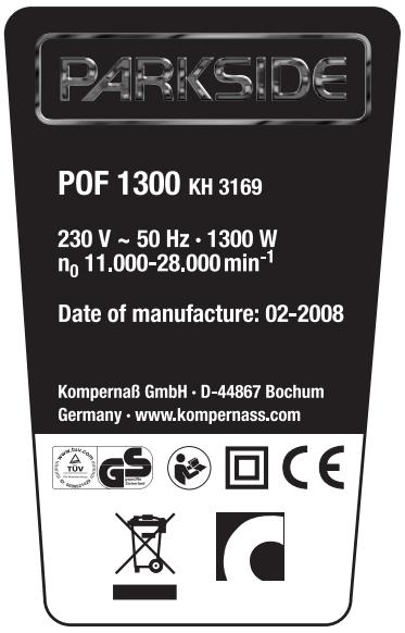 PARKSIDE KH 3169 ROUTER - Podatki o hrupu in vibracijah: - 2