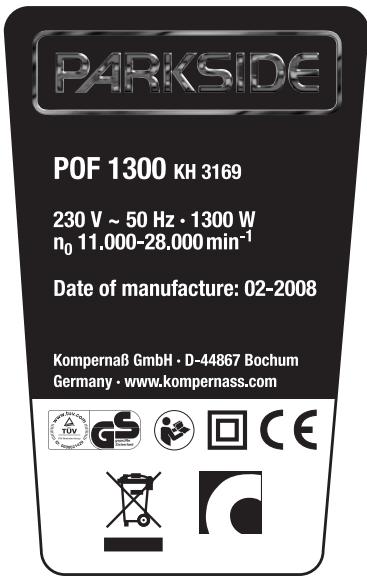 PARKSIDE KH 3169 ROUTER - Evaluated acceleration, typical: - 1