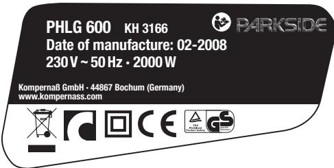 PARKSIDE PHLG 600 - Thermische beveiliging: - 1