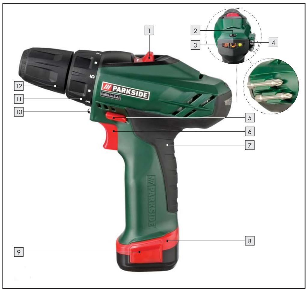 PARKSIDE PABS 10.8 A1 LITHIUM-ION CORDLESS DRILL - 1