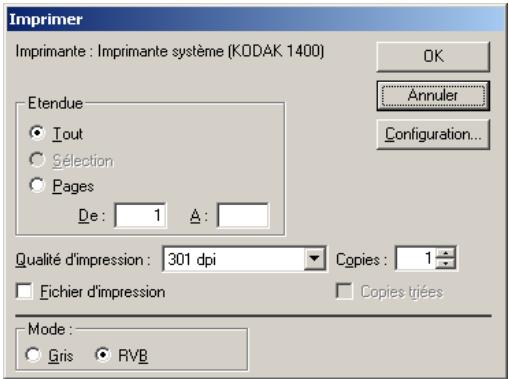KODAK 1400 DIGITAL PHOTO PRINTER - Modification des propriétés d'impression à partir d'une application - 1