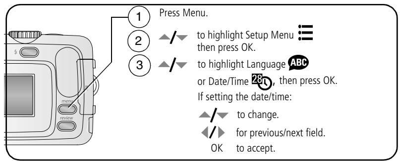 KODAK C310 - Setting the language and date/time, other times - 1