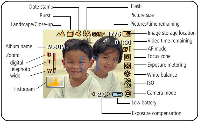 KODAK V530 - Understanding the picture-taking icons - 1