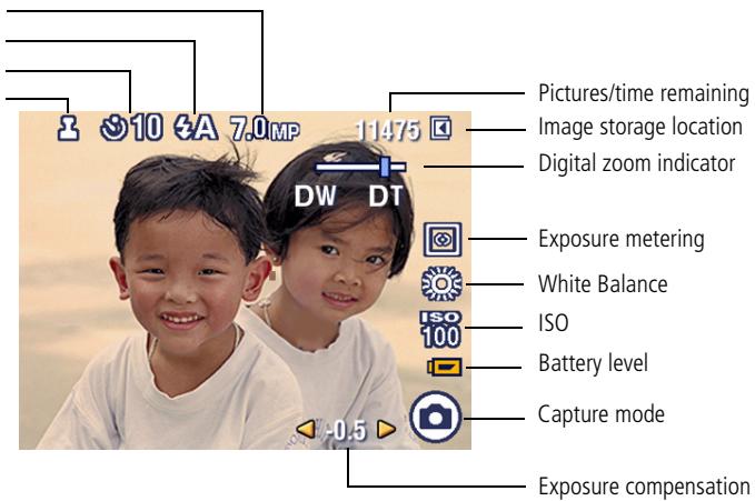 KODAK C610 - Understanding the picture-taking icons - 1