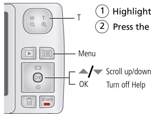 KODAK C610 - Getting on-camera help - 1