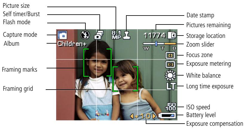 KODAK M320 - Understanding the picture-taking icons - 1