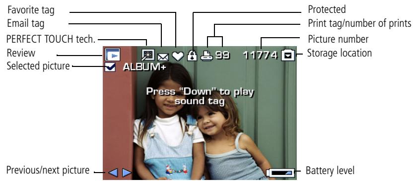 KODAK M320 - Understanding the review icons - 1
