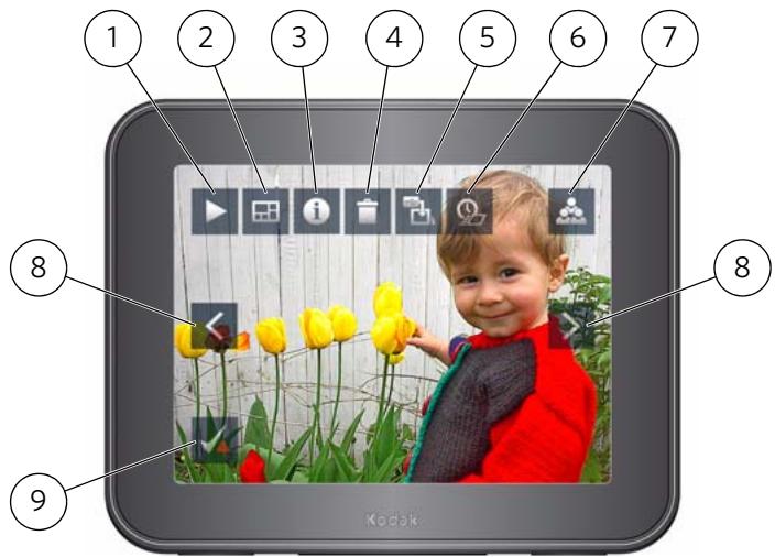 KODAK PULSE DIGITAL FRAME - Touch screen icons buttons - 1