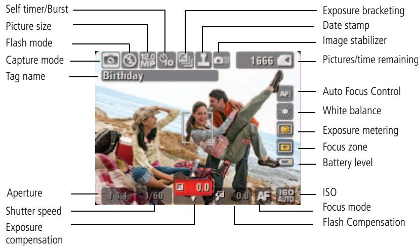 KODAK Z950 - Understanding the picture-taking icons - 1