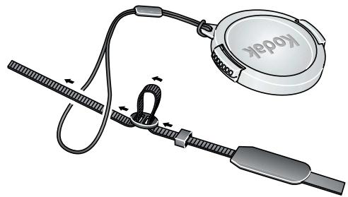 KODAK ZD710 - Attaching the lens cap and strap - 1
