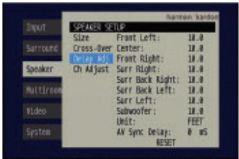 HARMAN KARDON AVR 347 - Delay Adjust Menu - 1