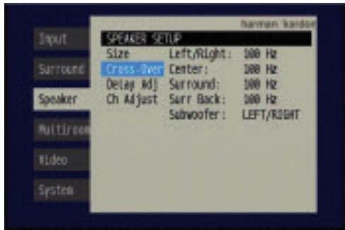 HARMAN KARDON AVR 347 - Speaker Crossover Menu - 1