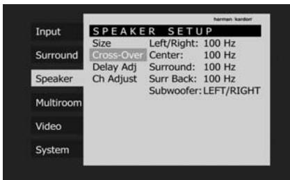 HARMAN KARDON AVR 350 - Speaker Size Setup - 3