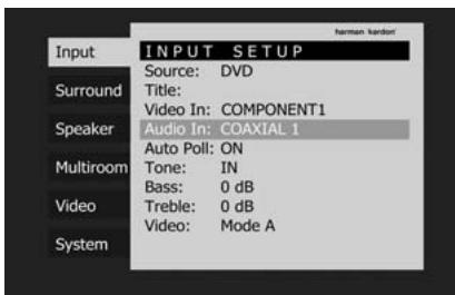 HARMAN KARDON AVR 350 - Source Input Default Digital Audio Input - 1