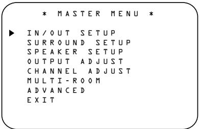 HARMAN KARDON AVR 5000 - Selecting the On-Screen display - 1