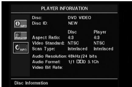 HARMAN KARDON CINEFORTUNE 11 - Using the Player Information Menu - 2