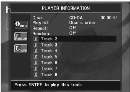 HARMAN KARDON CINESPECIAL 29 - Utilisation du menu player information - 1