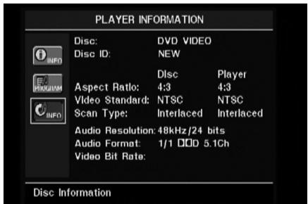 HARMAN KARDON CINESPECIAL 29 - Utilisation du menu player information - 2