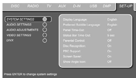 HARMAN KARDON DL 232EX - Set Up Menu for the DVD Receiver - 1